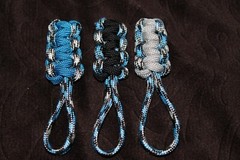 paracord zipper pull – sky dive camo, black, silver gray, cobalt blue
