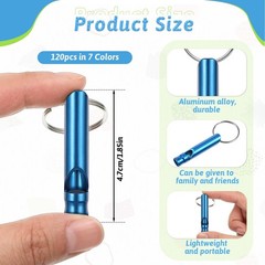 120 Pcs Emergency Whistle with Keychain, Multicolor Aluminum Survival Whistle…