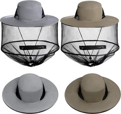 2 Pack Mosquito Head Net Hat Sun Hat Garden Bug Hat with Hidden Net Mesh for Out