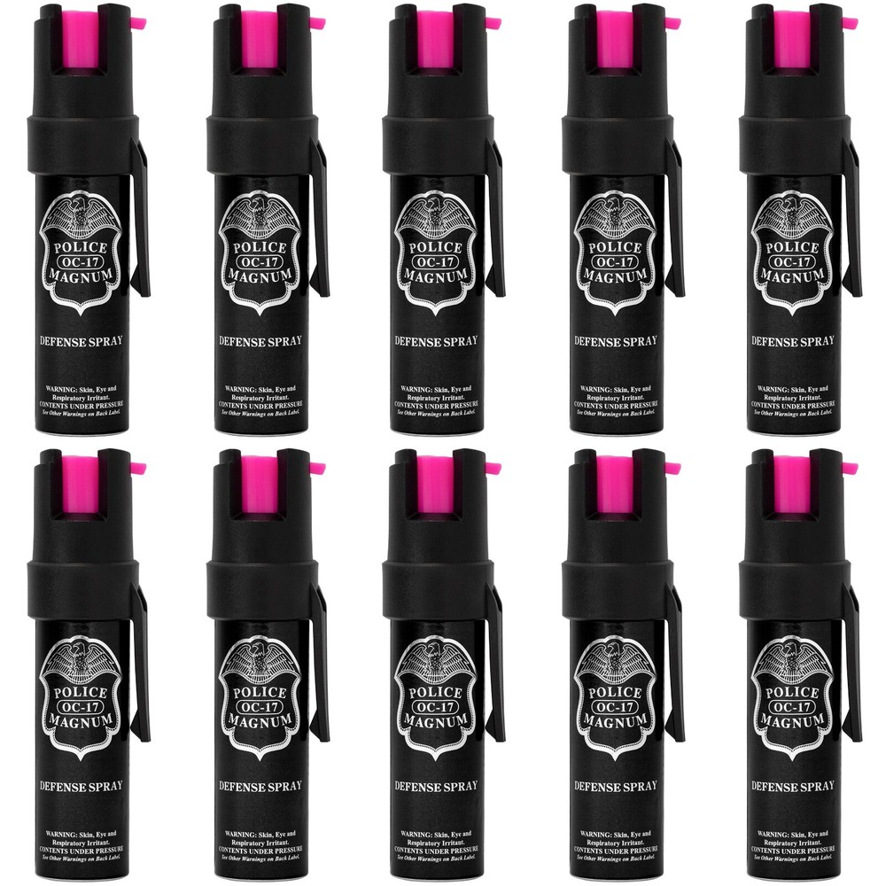 10 Pack Police Magnum Pepper Spray Safety .75oz HP Pocket Clip Self Defense