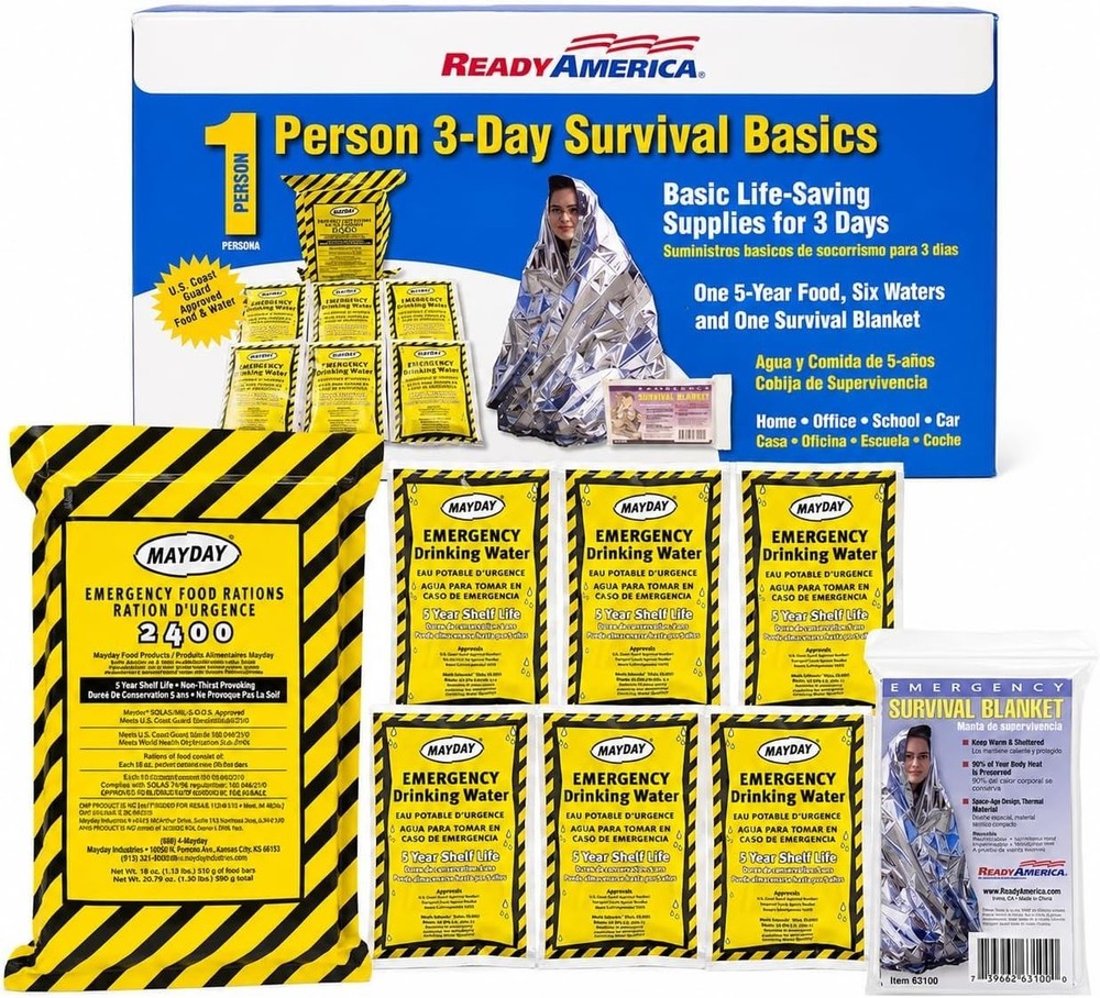 Emergency Kit 1 Person 3 Day Survival Pack Water Food Blanket Earthquake Flood