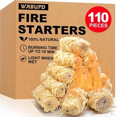 Compact Natural Fire Starters (110 Pcs) for Charcoal Grill & Indoor Fireplaces