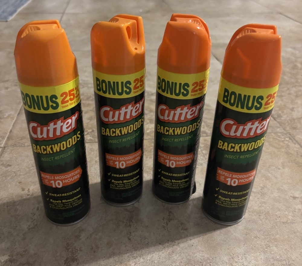 Lot of 4 Cutter Backwoods Insect Repellent Spray 7.5 oz Bonus Size Mosquito DEET