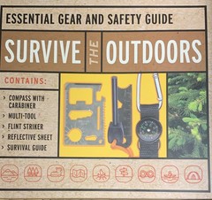 Survival Kit Compass, Multi-Tool, Flint Striker, Reflect Sheet, Survival Guide