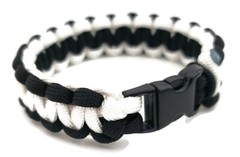 Paracord Bracelet 550 Two-Tone White/Black Survival Tactical 3/8″ Buckle