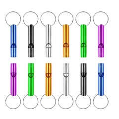 12 Pcs Aluminum Emergency Whistle with Key Chain for Outdoor Sports Hunting