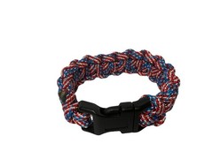 Paracord Bracelet USA Flag Red White Blue 7in. Patriotic.