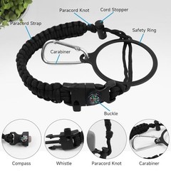 Water Bottle Paracord Handle Strap with Carabiner Fits 12oz-64oz