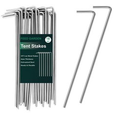 FEED GARDEN 7 Inch Tent Stakes 18 Pack Yard Inflatable 18 Pack, silver