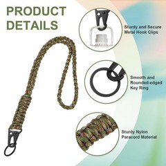 Paracord Lanyard, 1Pcs & Army Green Camouflage Fit for (Keys Whistle)