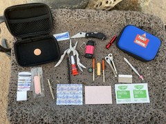 Emergency Survival/Firestarter/Fishing Kit Knife First Aid Repair Flashlight