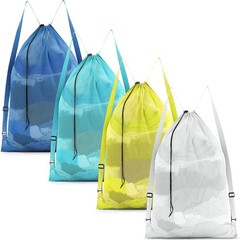 Wesnoy 4 Pcs Large Mesh Laundry Bag with Adjustable 24 X 36 Inches, Colorful