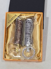 2pc Permanent Match Keychain Lighter Set Crocodile Skin Pattern Boxed NEW