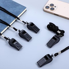 60 Pcs Black Plastic Sports Whistles with Lanyards, Loud Referee Whistles Bul…