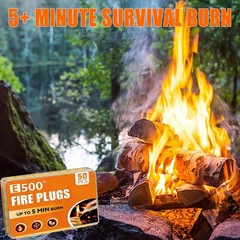 50 Pack All-Natural Fire Starters – Non-Toxic, Odor-Free, Long Burn for Camping,