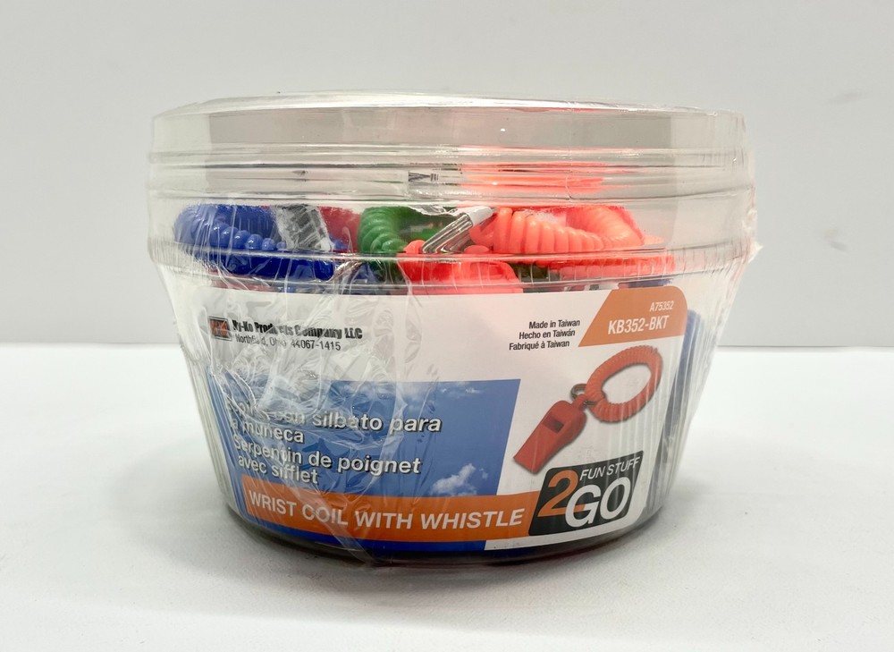 NEW – Hy-Ko 20pc. Wrist coil with Plastic Whistle, Emergency Alert, KB352-BKT
