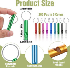 100 Pieces Emergency Whistle with Keychain Aluminum Survival Whistle Key Chain