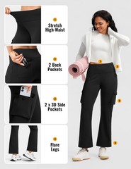 ISEEGZ Women’s Hiking Pants Fleece Lined High Waisted X-Large, A-black