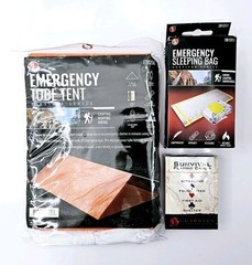 Emergency Survival Kit Camping Shelter Tube Tent, Sleeping Bag, Playing Cards
