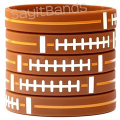 Set of FOOTBALL Thread Silicone Wristbands – Wholesale Wrist Band Bracelet Lot