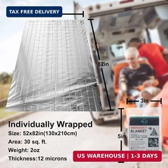 General Medi Emergency Blanket (12-Pack),Emergency Silver Foil Blanket- Perfect