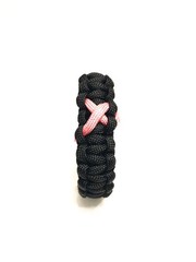 Tru550 Breast Cancer Awareness Pink Ribbon Black Paracord Bracelet Size 8.5