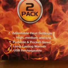 2-Pack Electric Hand Warmers USB Rechargeable Adjustable Heat Gray/White