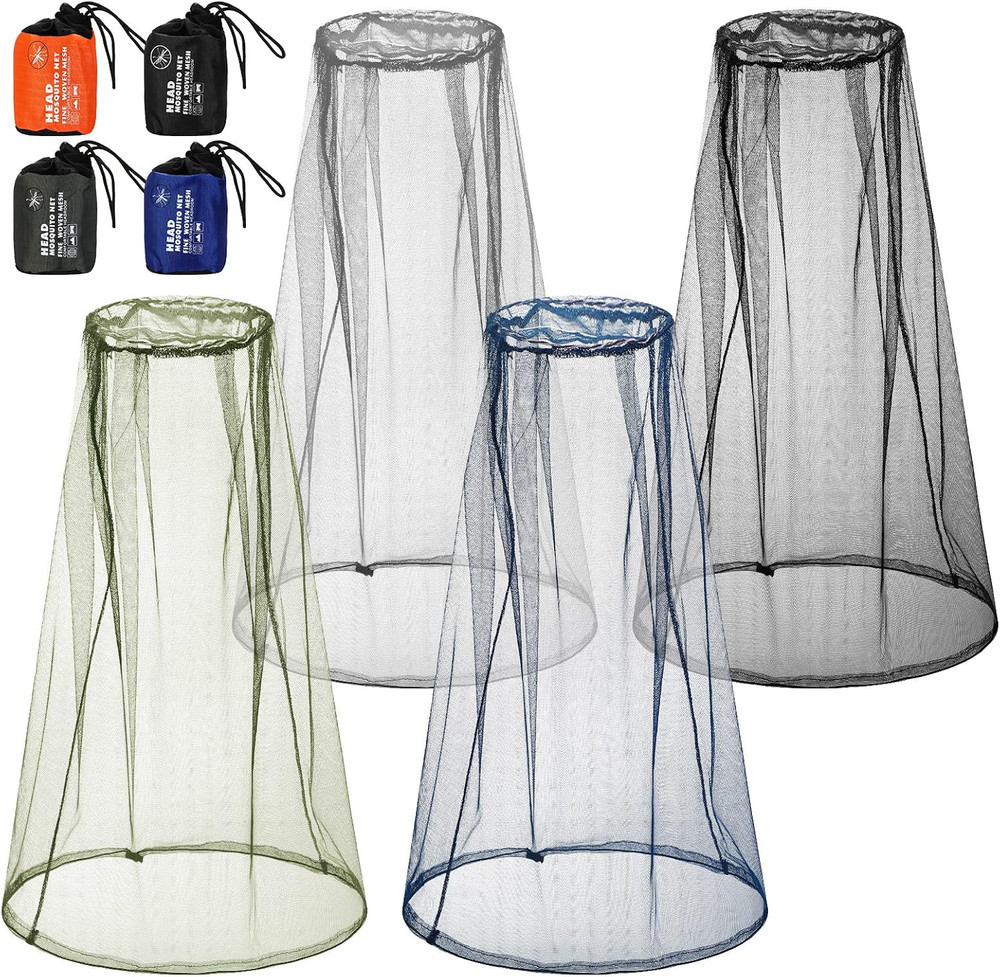 4 Pack Mosquito Bug Net Mesh for Head Mosquito Net Face Fly Netting Hood from In