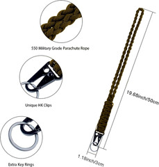 Heavy Duty Braided 550 Paracord Neck Lanyard Keychain for Men Women Outdoor Surv