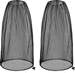 2 Pack Mosquito Head Nets with Drawstring Universal Fit for Hats Bug Net