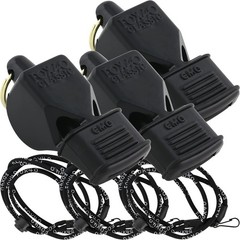 Cushioned Grip Whistles 3 Pack Breakaway Lanyard 115DB Noise Black Polyester