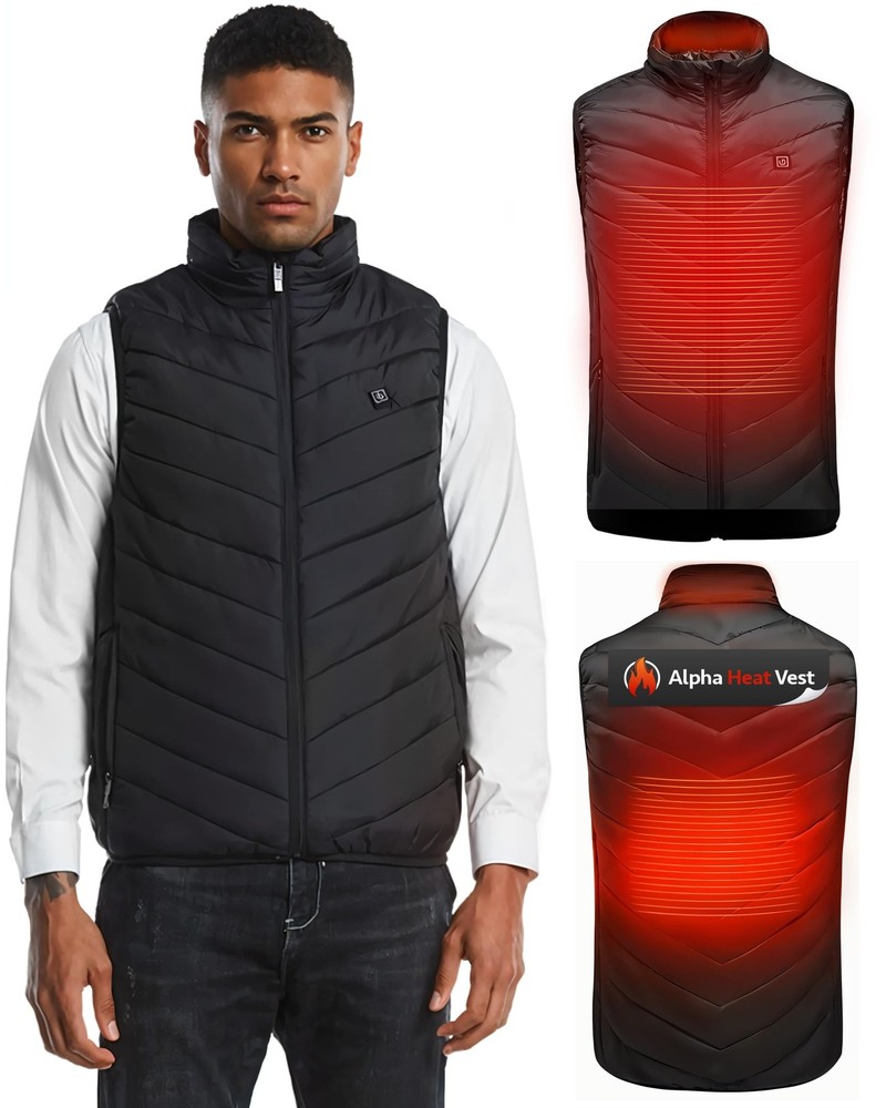 Alpha Heat Vest – USB Rechargeable Heated for Men and Small Short, Black