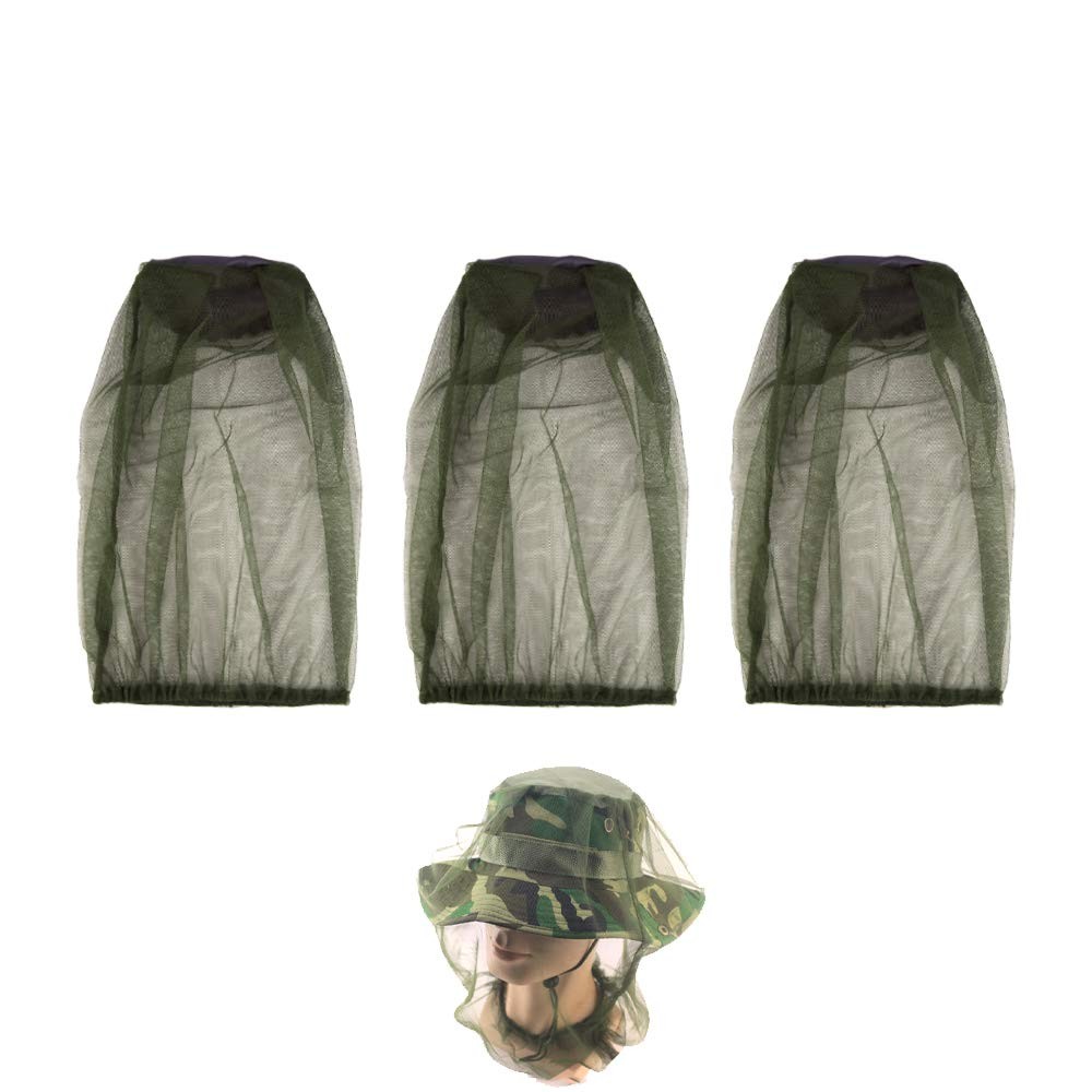 3 Pack Mosquito Head Net Face Mesh Bug Net Head Cover for Camping Hiking