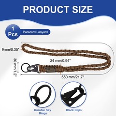 Paracord Lanyard, Strong Lanyard with USA Flag, Brown