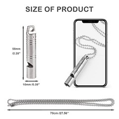 Whistle Emergency,Titanium Whistle Necklace Keychain Loud up to Sliver Ti01