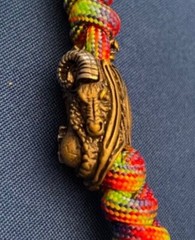 Paracord keychain. bagpurse, backpack, jacket zipper pull. Priestess w/Ram horns