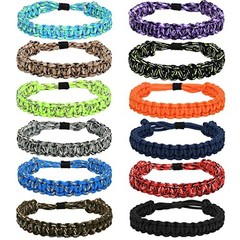 12 Pcs Paracord Bracelets for Men Boys Kids Survival Bracelet Teen Adjustable