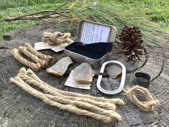 Complete Flint and Steel Fire Starter Set, Texas Chert /Flint Sharpener/ Extras