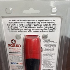 Fox 40 Electronic 3 Tone Whistle with Wrist Lanyard & 9V Battery – Red/Black