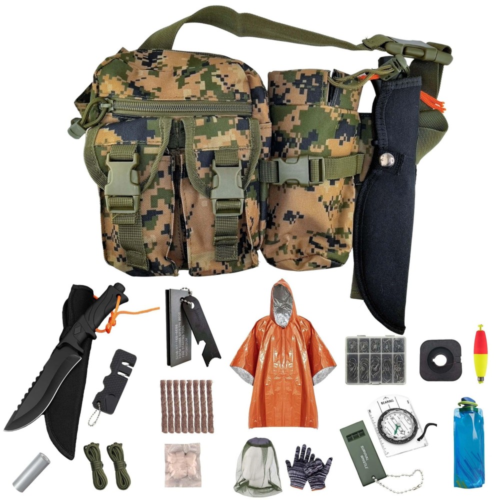 Camping Survival Kit, All in One Outdoor Emergency Gear with Knife, Fire Star…