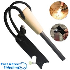 FERRO ROD Fire Starter Survival Striker Flint w/Paracord Lanyard Camping Outdoor