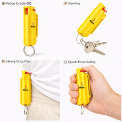 3 Pack Burn Pepper Spray Keychain 0.5 oz Maximum Strength OC Self Defense Yellow