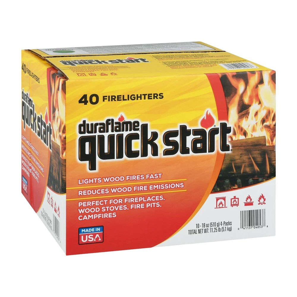 Duraflame Quick Start Firelighters – 40 Count Case | Instant, 1 Pack, Black