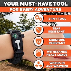 Paracord Bracelets for Men and Women – Adjustable Survival Black+orange