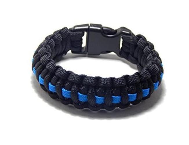 Paracord Survival Bracelet Black Thin Blue Line Police Tactical Paracord