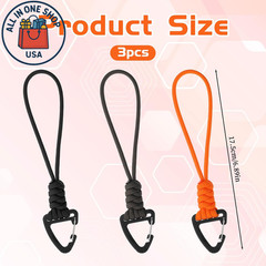 Paracord Keychain Carabiner Braided Lanyard Heavy Duty Key Ring Clips 3PCS