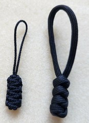 4 Pieces of Black Micro 90 Paracord Zipper Pull Cobra knot HANDMADE IN THE USA