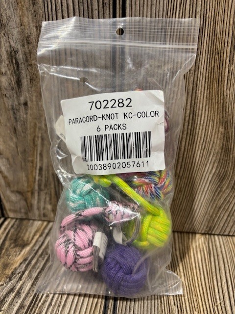 Pack of 6 Paracord Knot Ball Keychains Multicolor