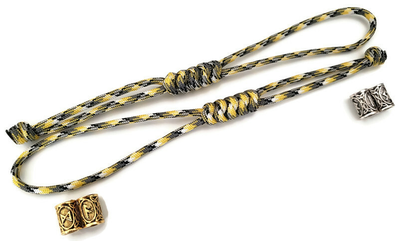 Paracord Lanyard/Keychain 550 (Yellow Camo) Nordic Runes – 3 Variations (2 Pack)