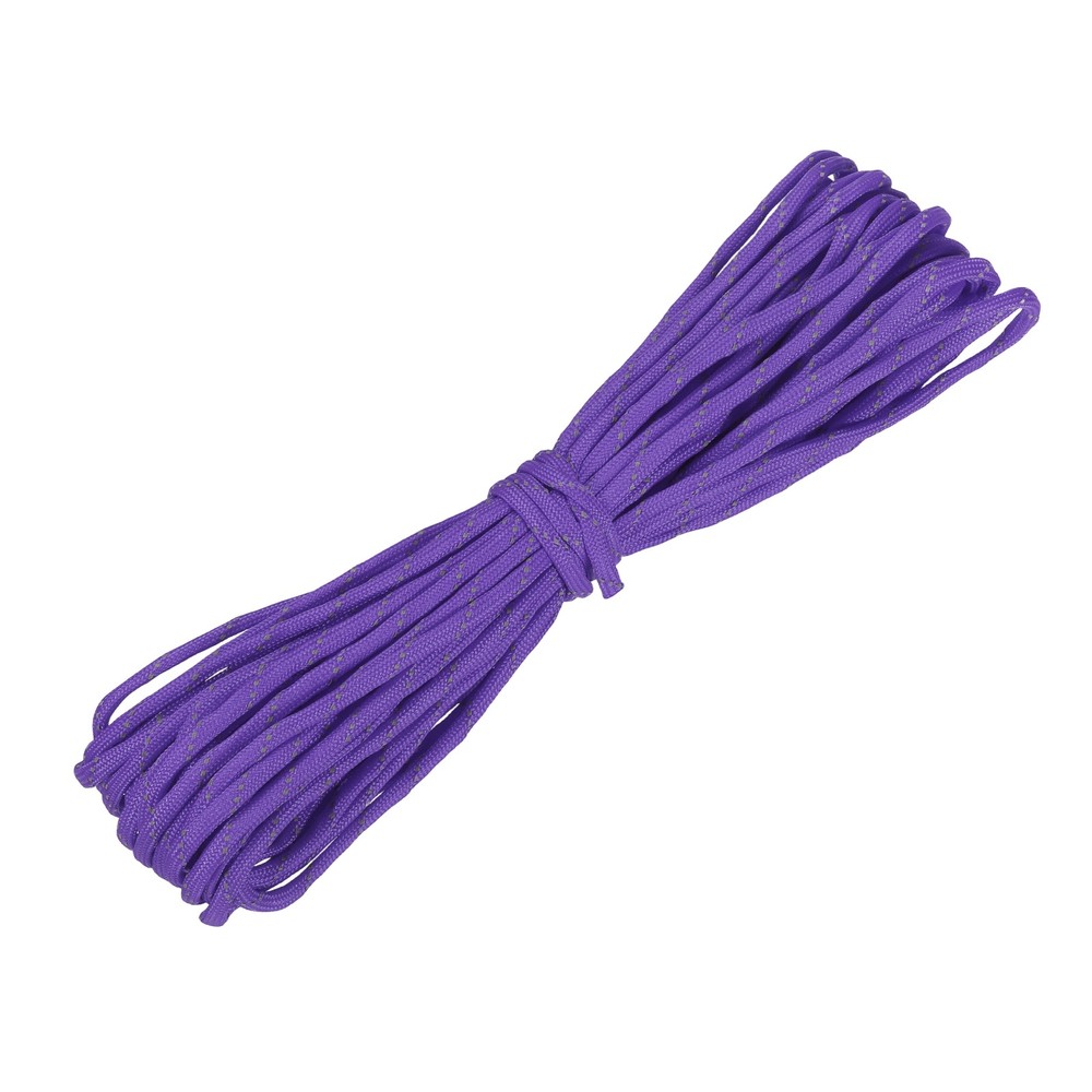Reflective Fluorescent Paracord Rope 4mm 49 ft for Camping (Purple)